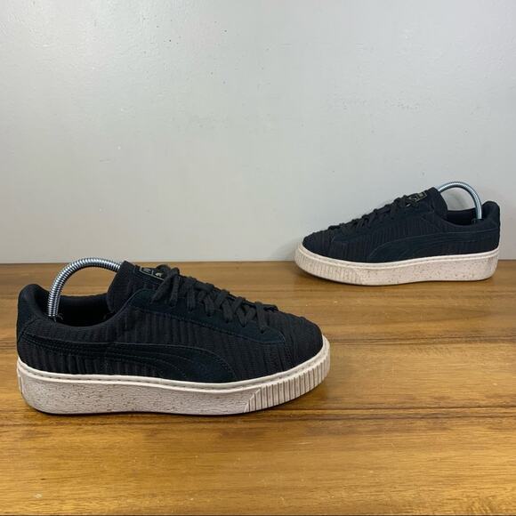 Puma Womens Black Knit Low Top Gold Speckle Sneaker 
Size 9 - Picture 1 of 9